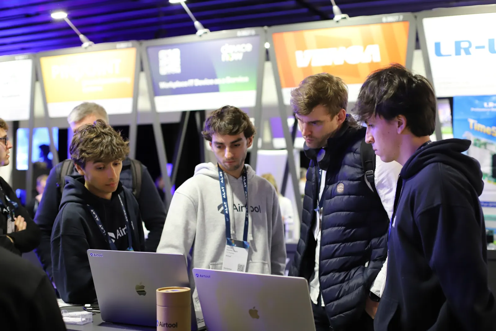 The team at MWC Barcelona 2025 — Fira Gran Via, working at the Airtool booth